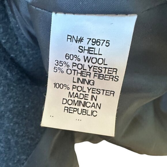 Anne Klein Pea Coat Charcoal Gray Wool Blend Double Breasted Pockets Size XL - Picture 7 of 8